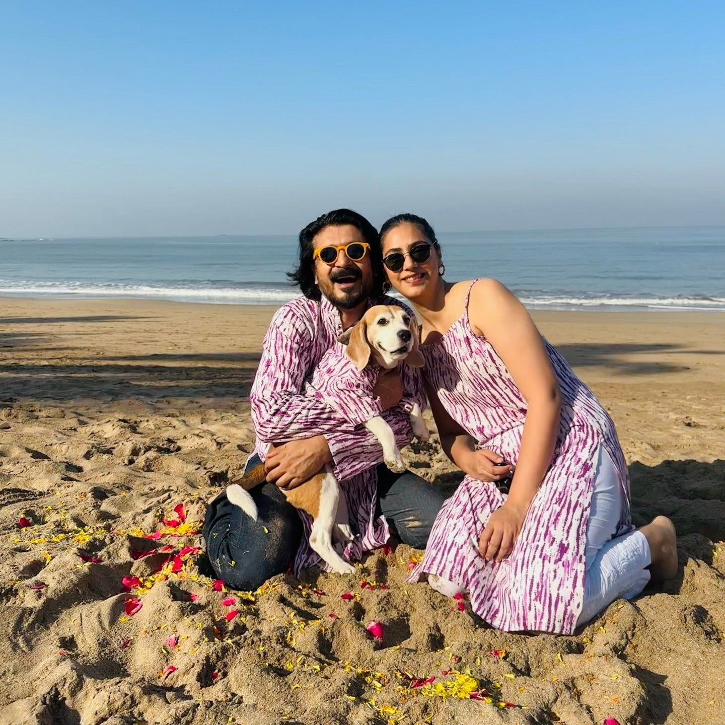 Purple Tie Dye Dog Kurta Twinning Set ( Dog kurta along with human kurta )