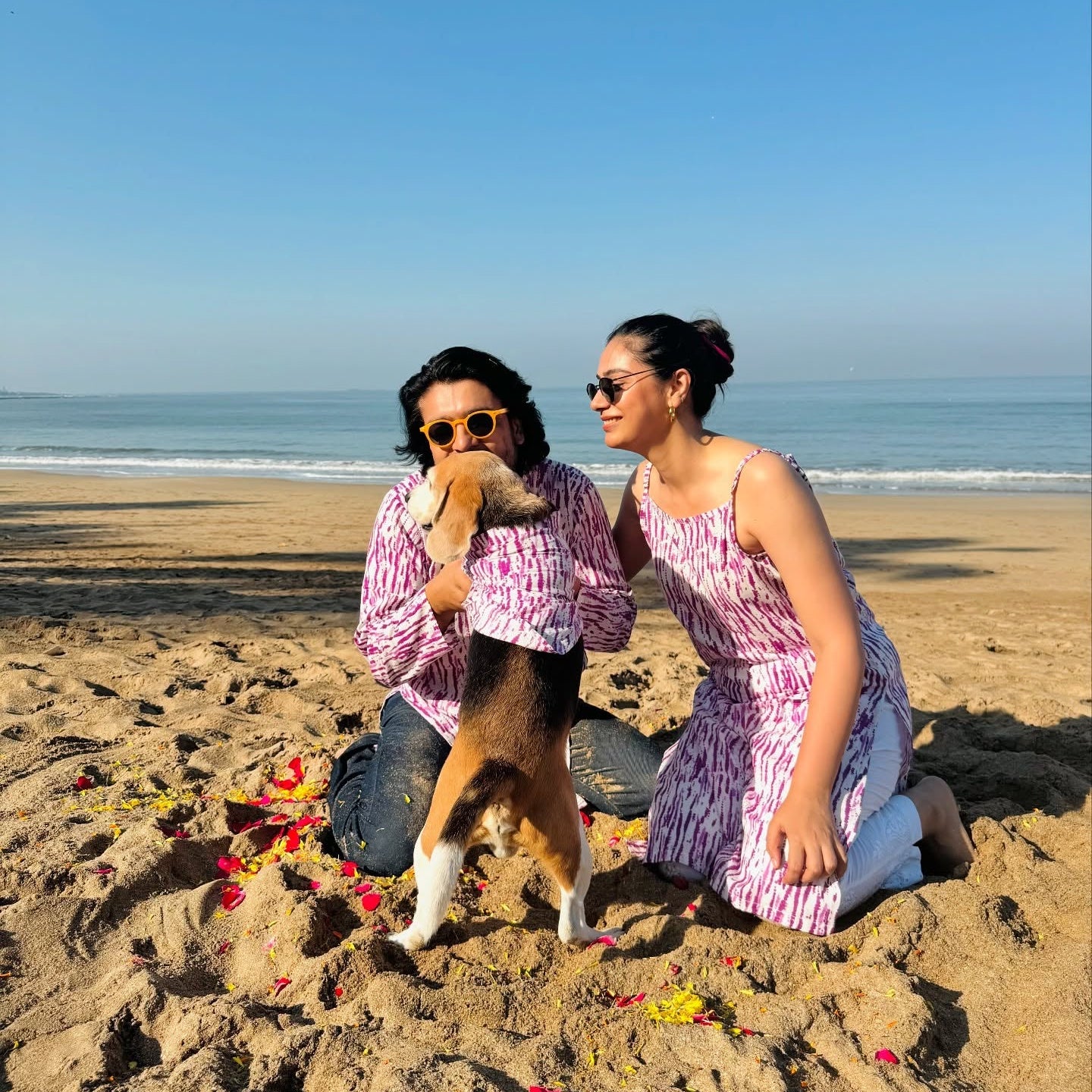 Purple Tie Dye Dog Kurta Twinning Set ( Dog kurta along with human kurta )