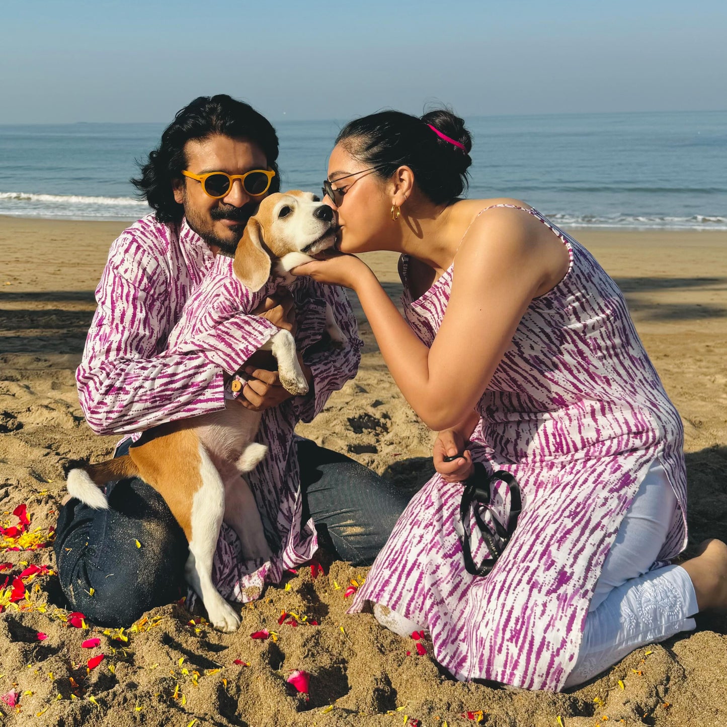 Purple Tie Dye Dog Kurta Twinning Set ( Dog kurta along with human kurta )