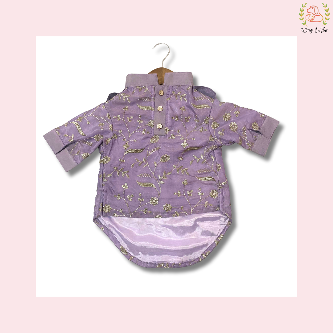 Purple Embroidered Dog Kurta - Royal Indian Dog Ethnic Wear Dress