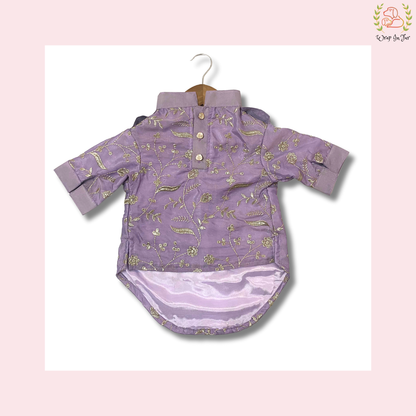 Purple Embroidered Dog Kurta - Royal Indian Dog Ethnic Wear Dress