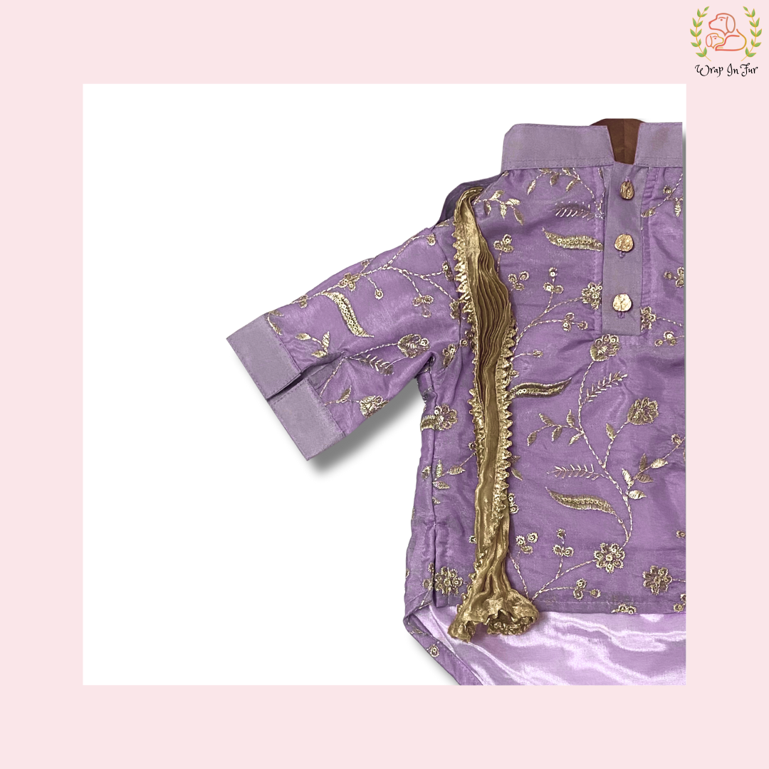 Purple Embroidered Dog Kurta - Royal Indian Dog Ethnic Wear Dress