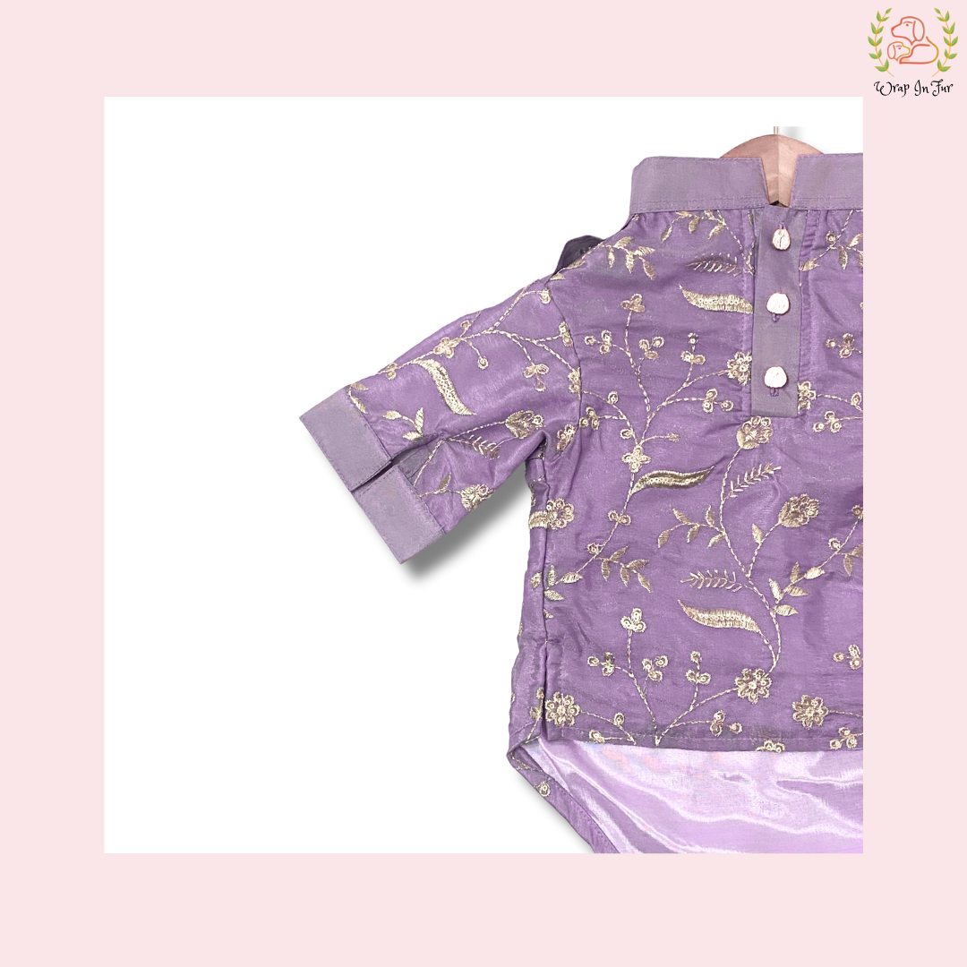 Purple Embroidered Dog Kurta - Royal Indian Dog Ethnic Wear Dress