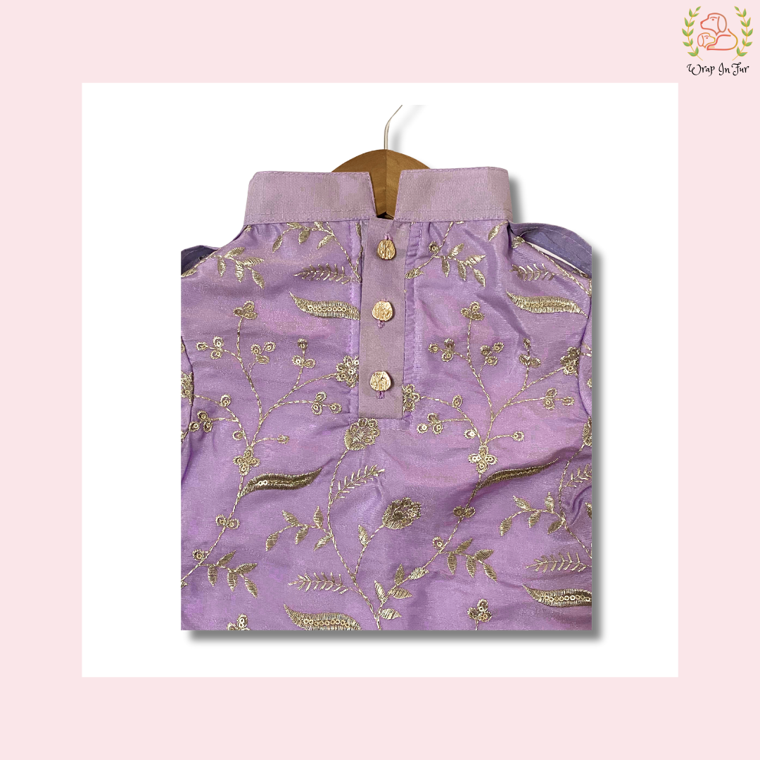 Purple Embroidered Dog Kurta - Royal Indian Dog Ethnic Wear Dress