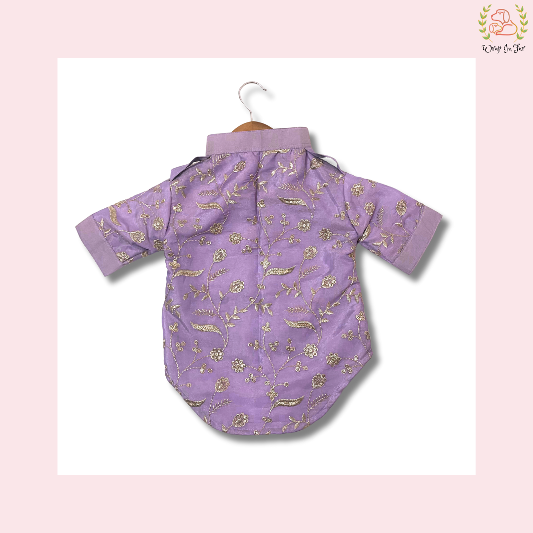 Purple Embroidered Dog Kurta - Royal Indian Dog Ethnic Wear Dress