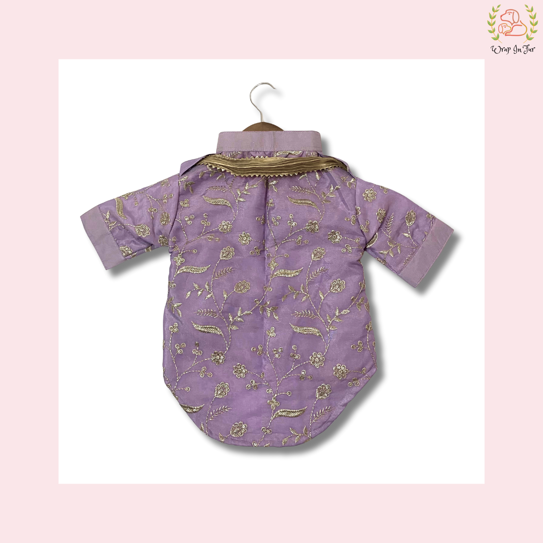 Purple Embroidered Dog Kurta - Royal Indian Dog Ethnic Wear Dress