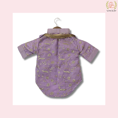 Purple Embroidered Dog Kurta - Royal Indian Dog Ethnic Wear Dress