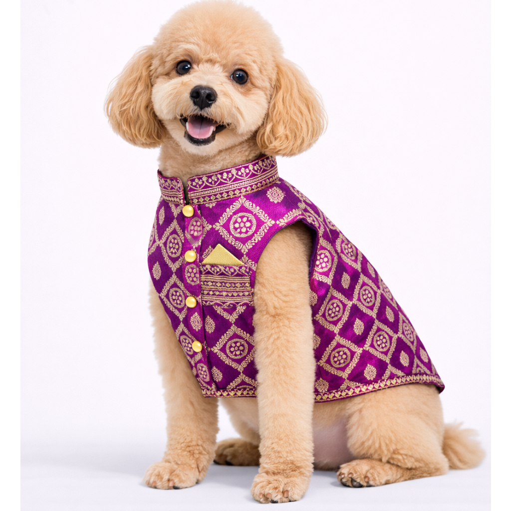 Purple Embroidered Dog Sherwani