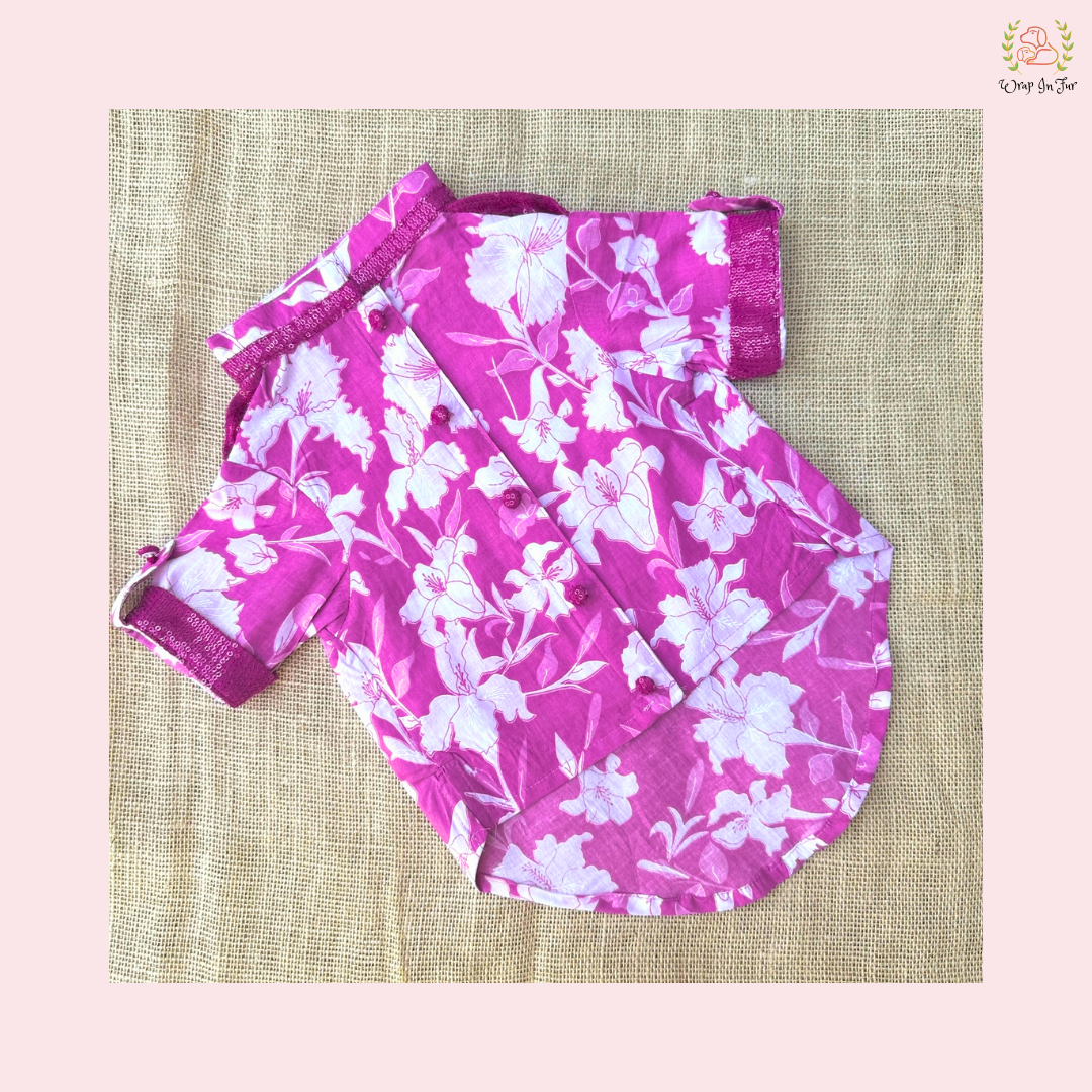 Purple Floral Pathani Dog Kurta - Premium Indian Dog Ethnic Wear