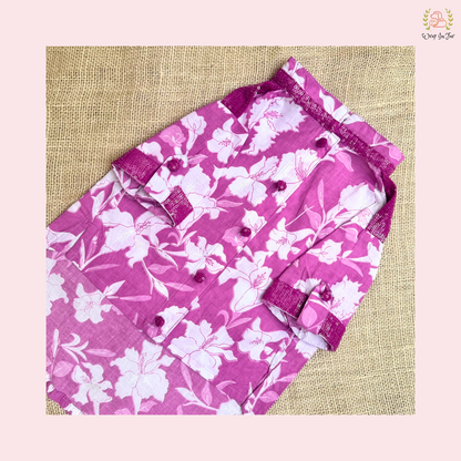 Purple Floral Pathani Dog Kurta - Premium Indian Dog Ethnic Wear