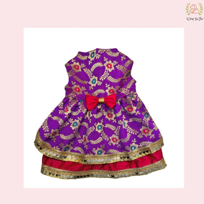 Purple Red Brocade Dog Frock – Wedding & Princess Dress Outfit