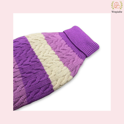 Purple Striped Dog Sweater for Winter – Soft, Warm & Stretchy