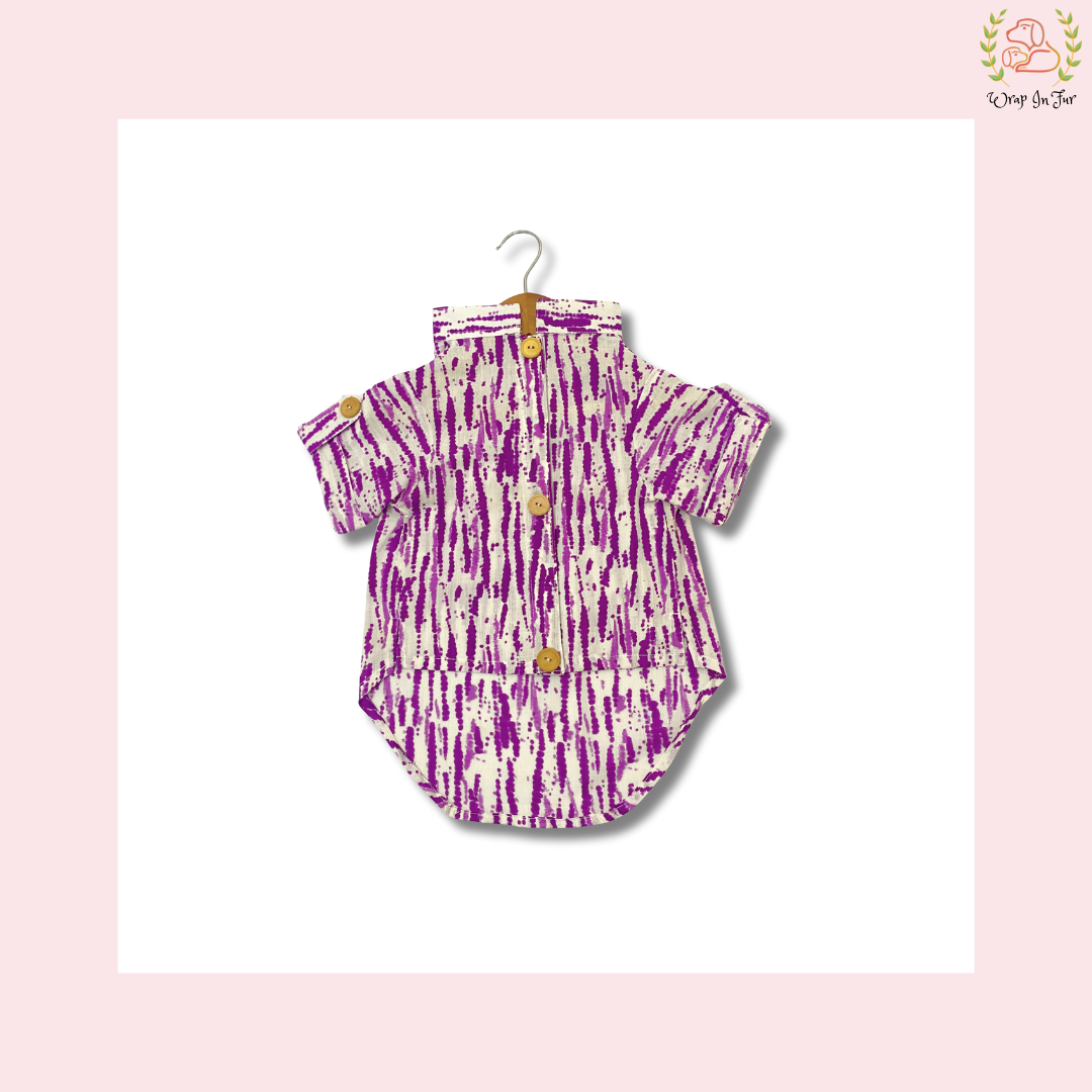 Purple Tie Dye Dog Kurta - Modern Indian Dog Ethnic Wear Dress
