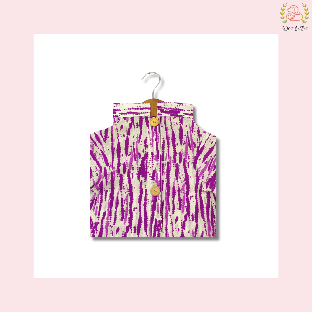 Purple Tie Dye Dog Kurta - Modern Indian Dog Ethnic Wear Dress
