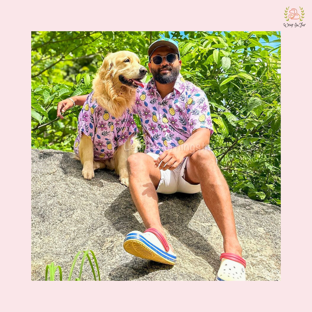 Purple bouquet shirt Twinning Set ( Dog shirt along with human shirt )