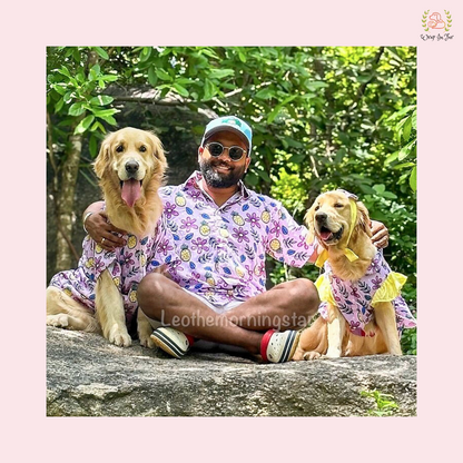 Purple bouquet shirt Twinning Set ( Dog shirt along with human shirt )