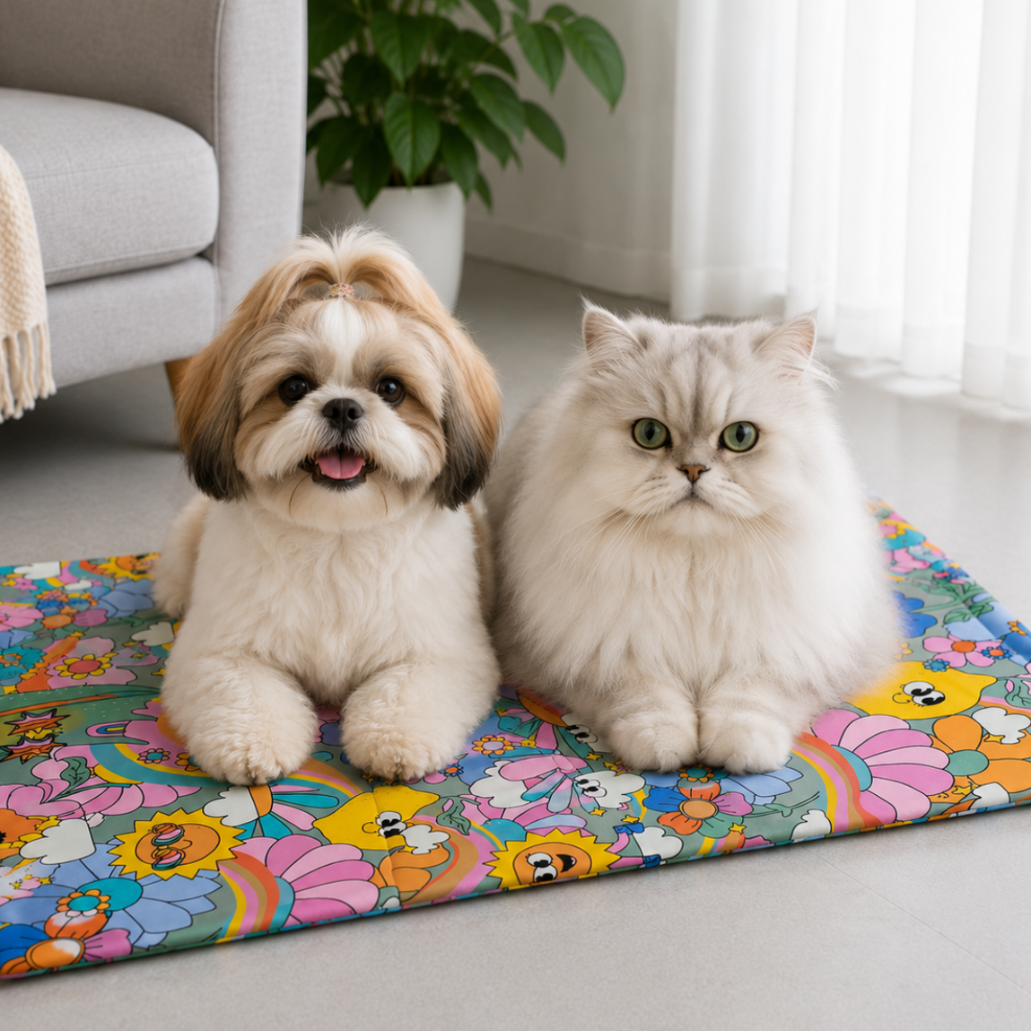 Rainbow Bloom Cooling Mat For Dogs & Cats