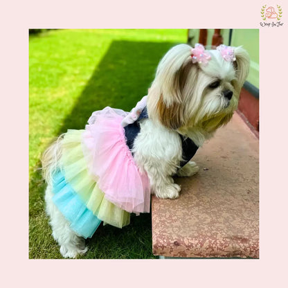 Rainbow Princess Dog Wedding Dress – Pastel Bridal Gown