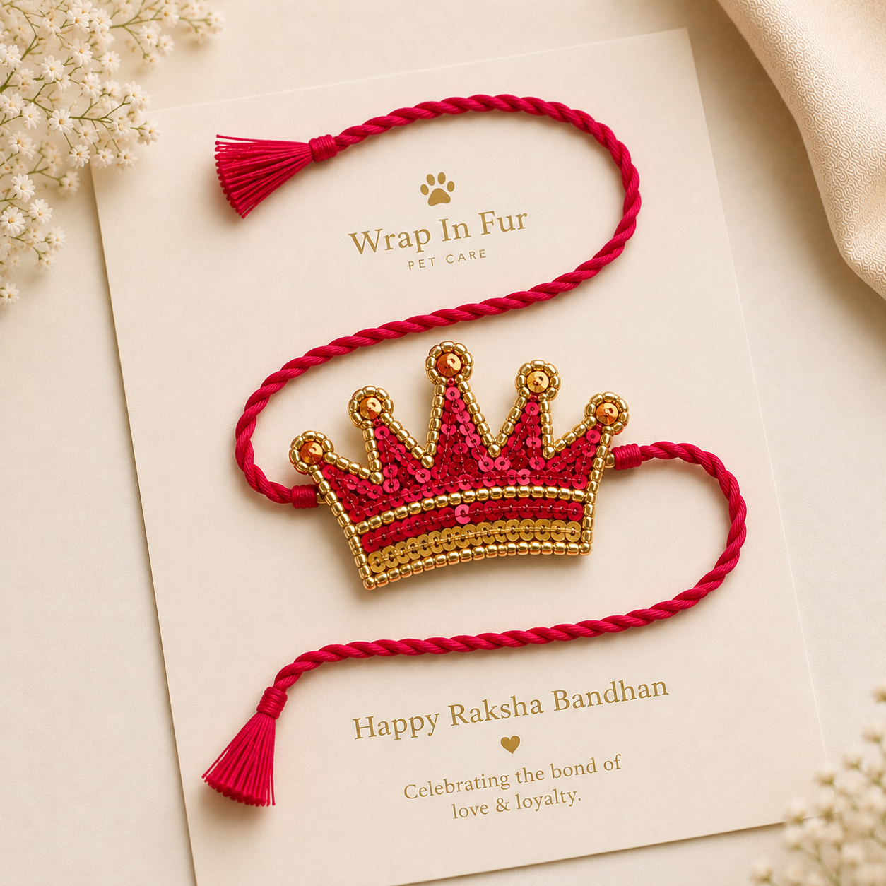 Red Crown Rakhi for Dogs & Cats