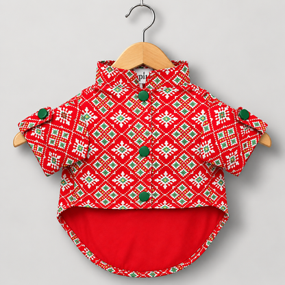 Red Patola Dog Kurta