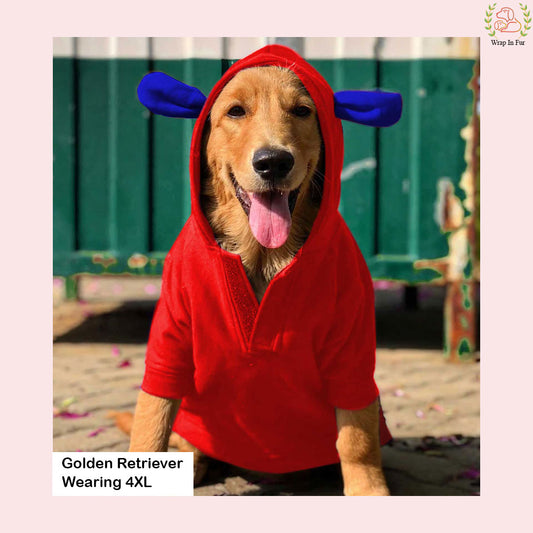 Red Bunny Ear Dog Hoodie – Warm & Adorable Wear
