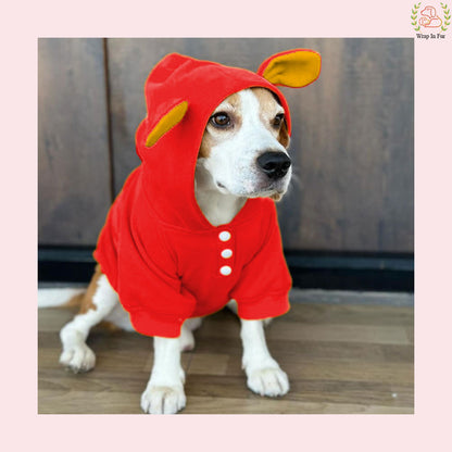 Red Bunny Ear Dog Hoodie – Warm & Adorable Wear