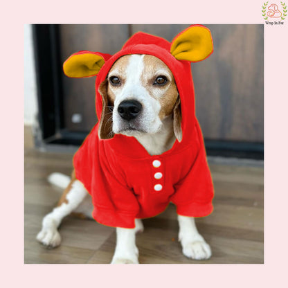 Red Bunny Ear Dog Hoodie – Warm & Adorable Wear