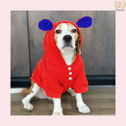 Red Bunny Ear Dog Hoodie – Warm & Adorable Wear