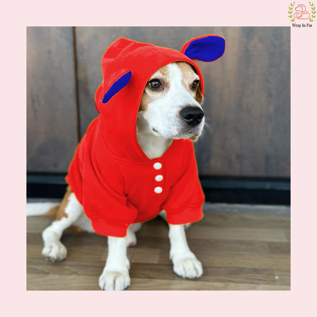 Red Bunny Ear Dog Hoodie – Warm & Adorable Wear
