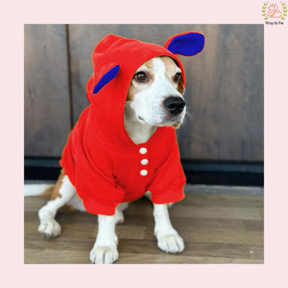 Red Bunny Ear Dog Hoodie – Warm & Adorable Wear