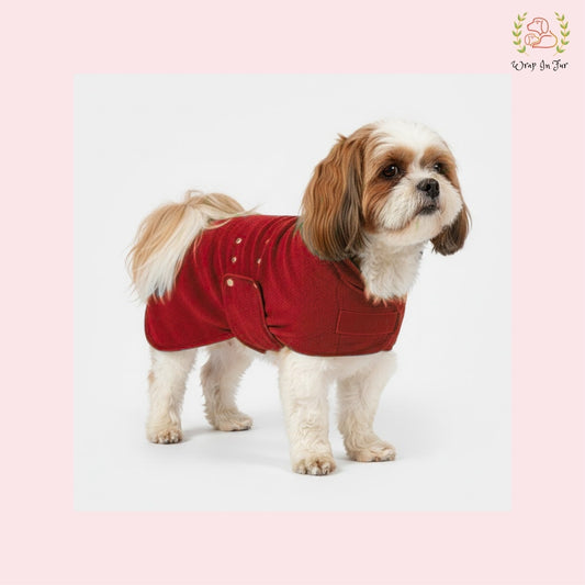 Red Dog Bathrobe – Ultra-Soft Quick-Dry Pet Towel Coat