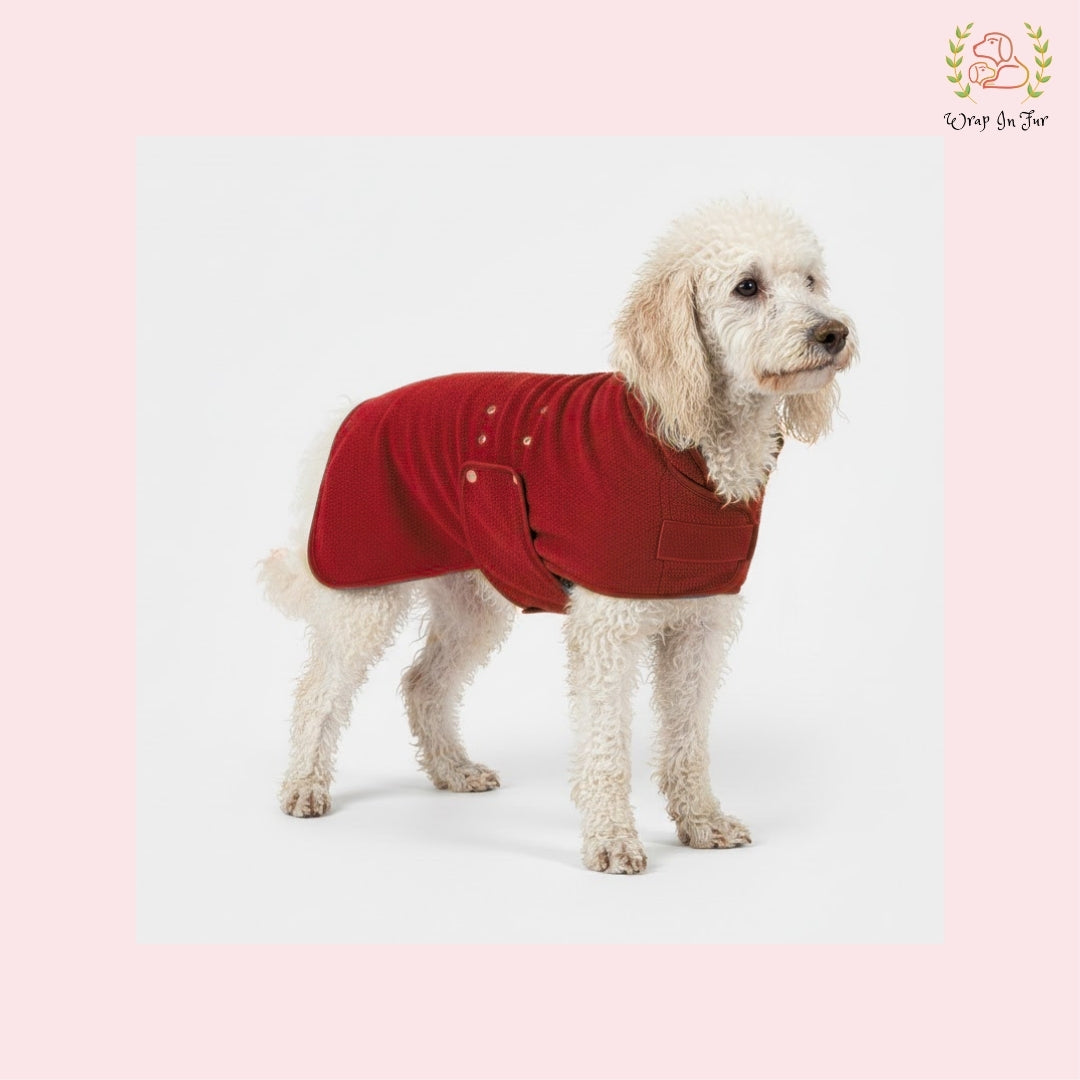 Red Dog Bathrobe – Ultra-Soft Quick-Dry Pet Towel Coat