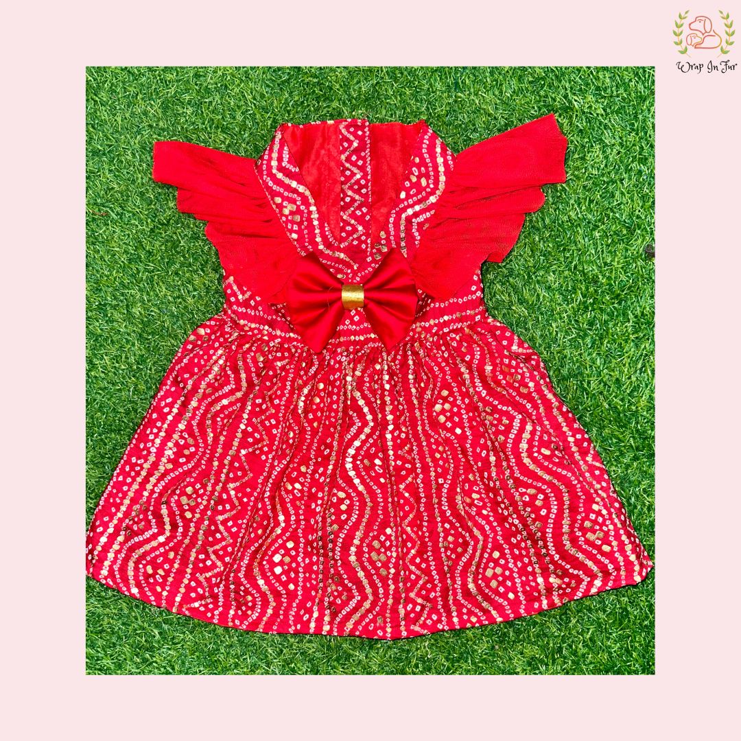 Red Ethnic Dog Frock Dress – Dog Wedding & Party Wear