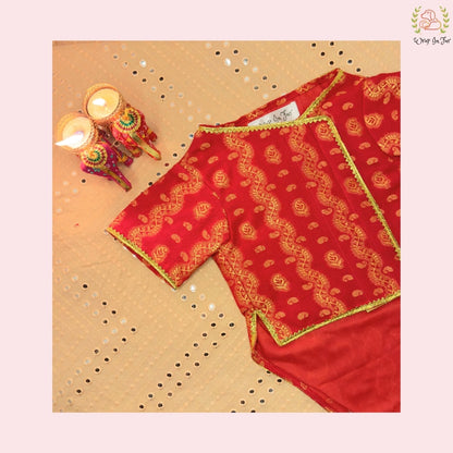 Red & Gold Paisley Dog Angarkha Kurta - Premium Indian Dog Ethnic Wear