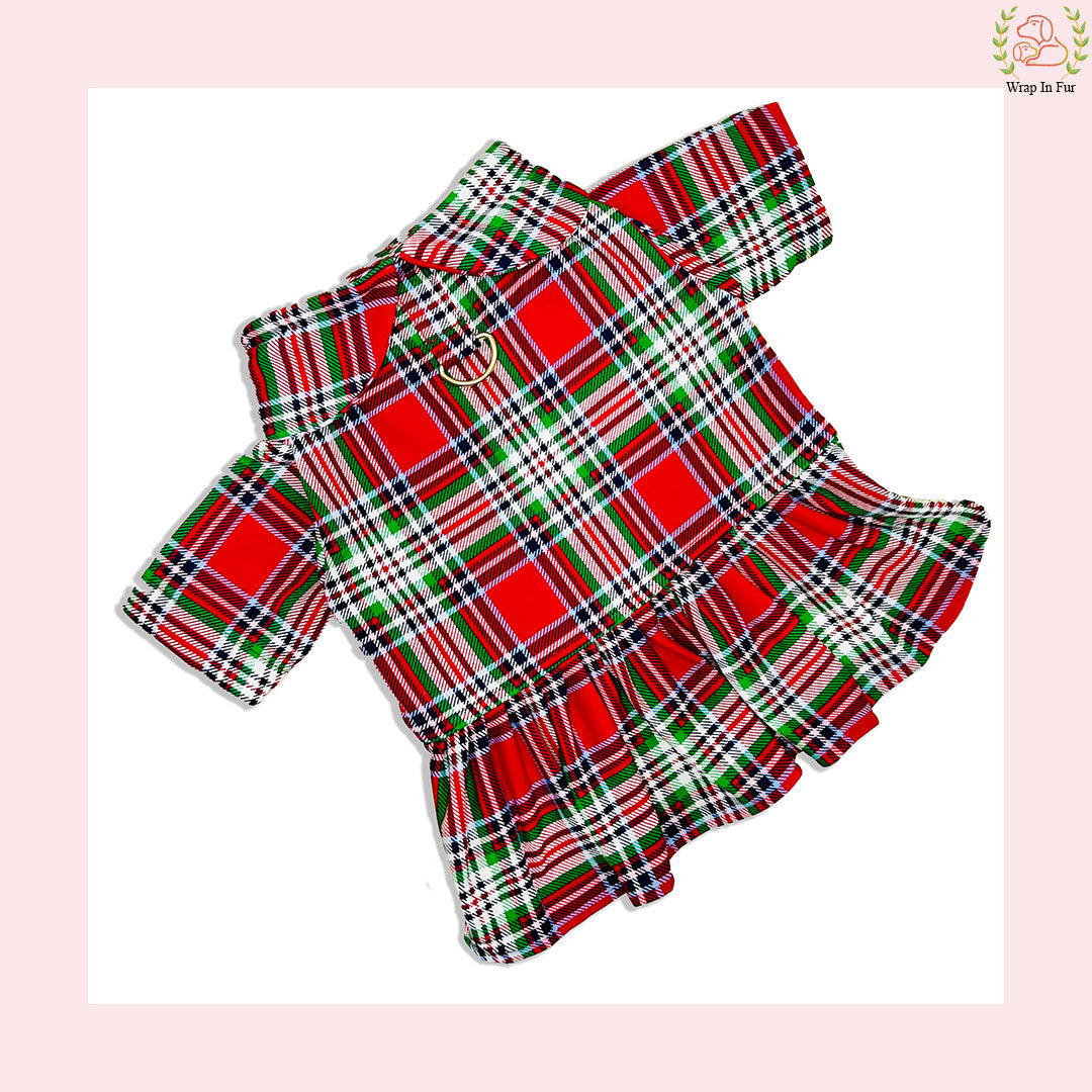 Red & Green Christmas Plaid Pet Dress – Cute Christmas Outfit