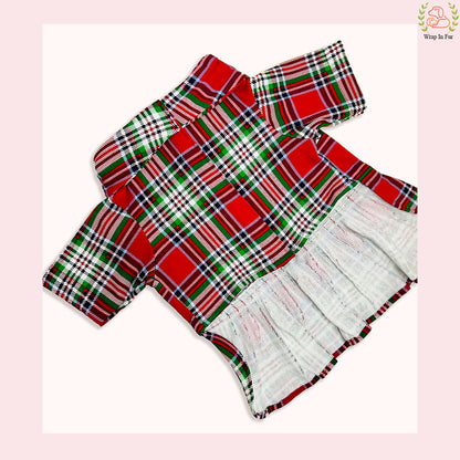 Red & Green Christmas Plaid Pet Dress – Cute Christmas Outfit