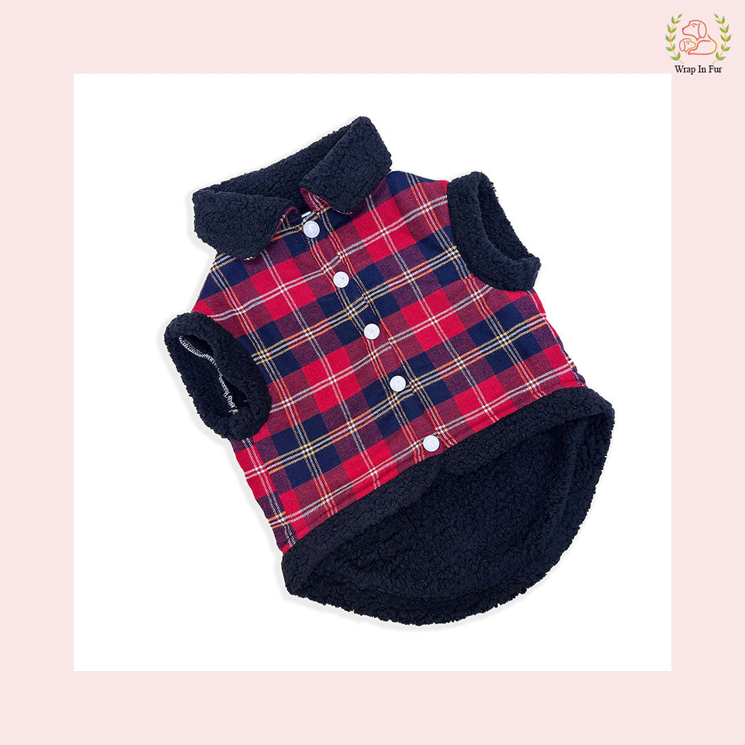 Red Plaid Winter Dog Jacket – Super Warm & Stylish Cold-Weather Wear