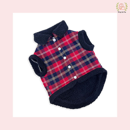 Red Plaid Winter Dog Jacket – Super Warm & Stylish Cold-Weather Wear