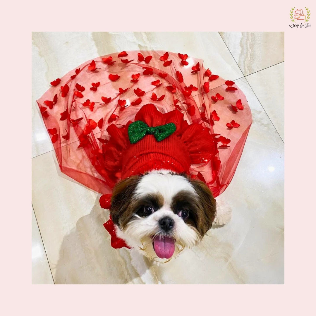 Red Ruffle Dog Gown – Luxury Dog Wedding Dress