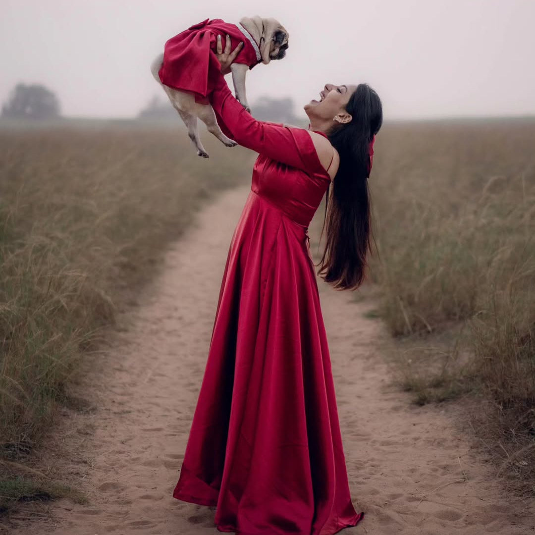 Red Satin Dog Frock