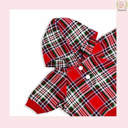 Red Scottish Plaid Winter Pet Hoodie – Warm & Stylish Dog Winter Wear
