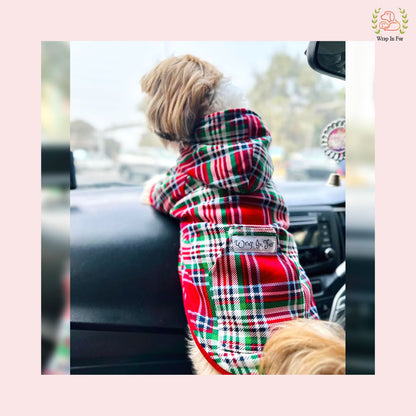 Red Scottish Plaid Winter Pet Hoodie – Warm & Stylish Dog Winter Wear