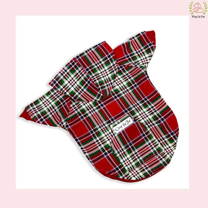 Red Scottish Plaid Winter Pet Hoodie – Warm & Stylish Dog Winter Wear