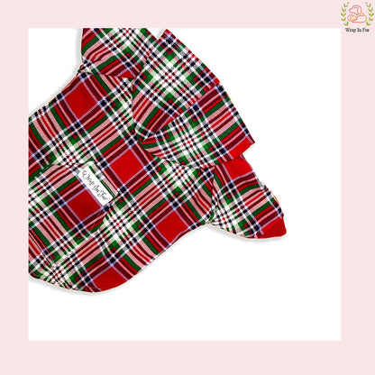 Red Scottish Plaid Winter Pet Hoodie – Warm & Stylish Dog Winter Wear