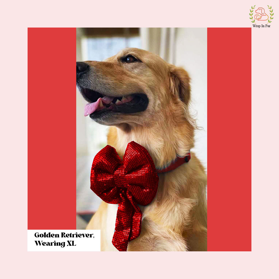 Red Sequin Dog Bow - Sparkly Christmas Dog Accessory for Pets