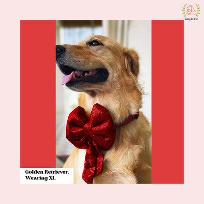Red Sequin Dog Bow - Sparkly Christmas Dog Accessory for Pets