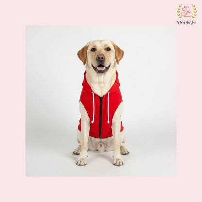 Red Sleeveless Dog Winter Hoodie – Warm Fleece Winter Wear