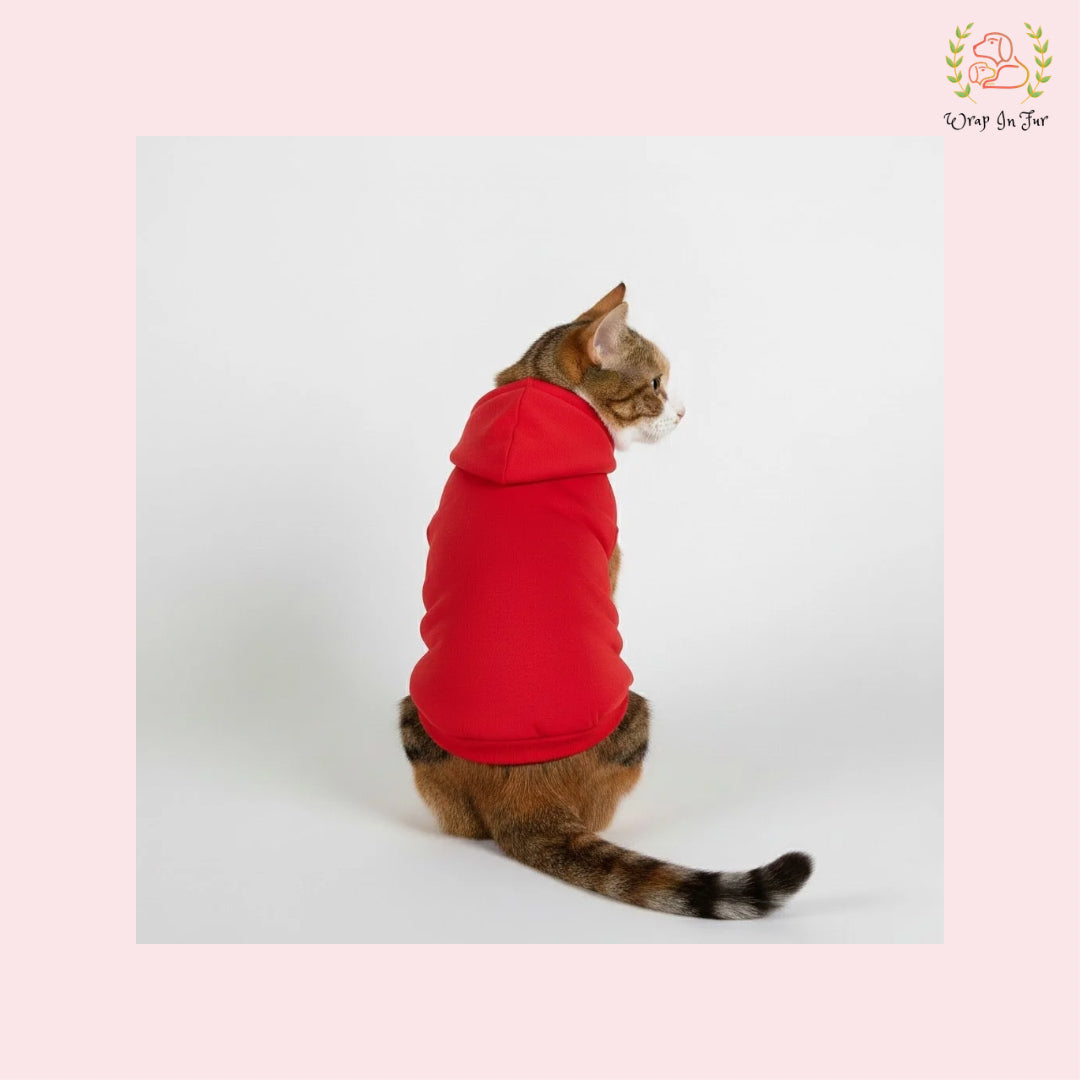 Red Sleeveless Dog Winter Hoodie – Warm Fleece Winter Wear
