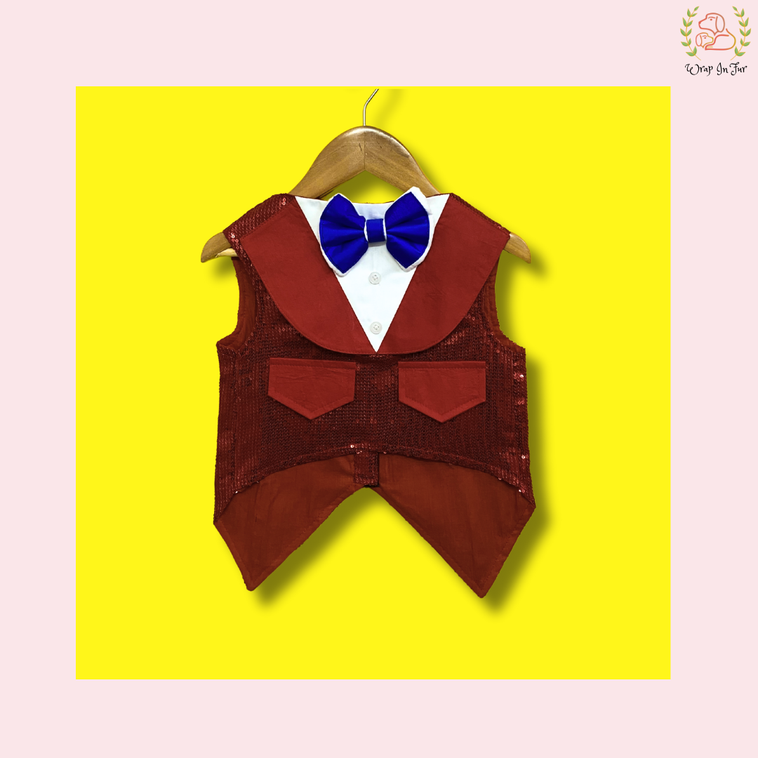 Red Sparkle Dog Tuxedo Dress – Stylish Dog Wedding Clothes