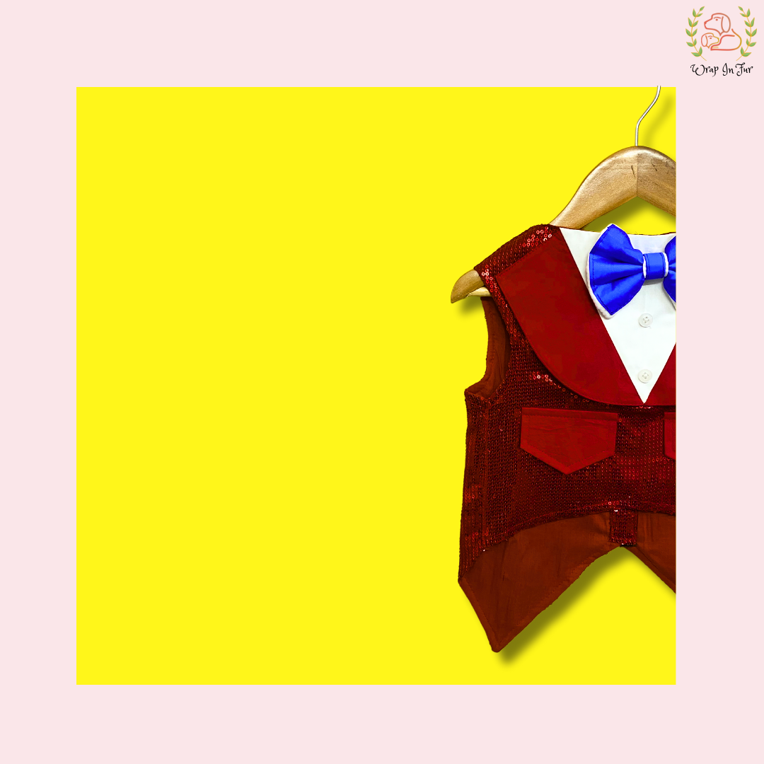 Red Sparkle Dog Tuxedo Dress – Stylish Dog Wedding Clothes